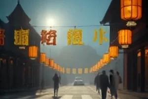 木质货架上整齐排列的黑胶唱片