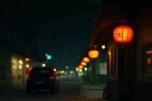 阳台上抬头仰望夜空的背影画面
