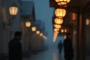 雨夜巷子里第九盏路灯投下的光圈